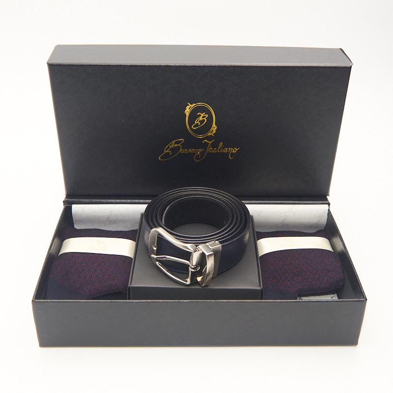 Box calza lunga cotone Filo di Scozia con polsino inglese e Cintura in morbida pelle - ROSSO BAROLO