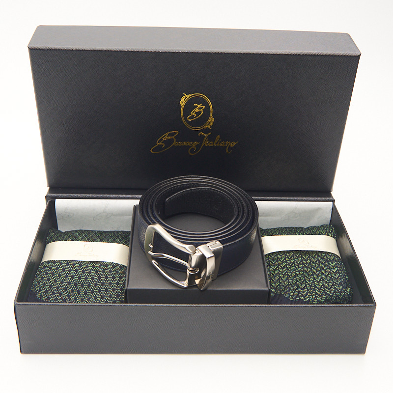 Box calza lunga cotone Filo di Scozia con polsino inglese e Cintura in morbida pelle - VERDE PRATO