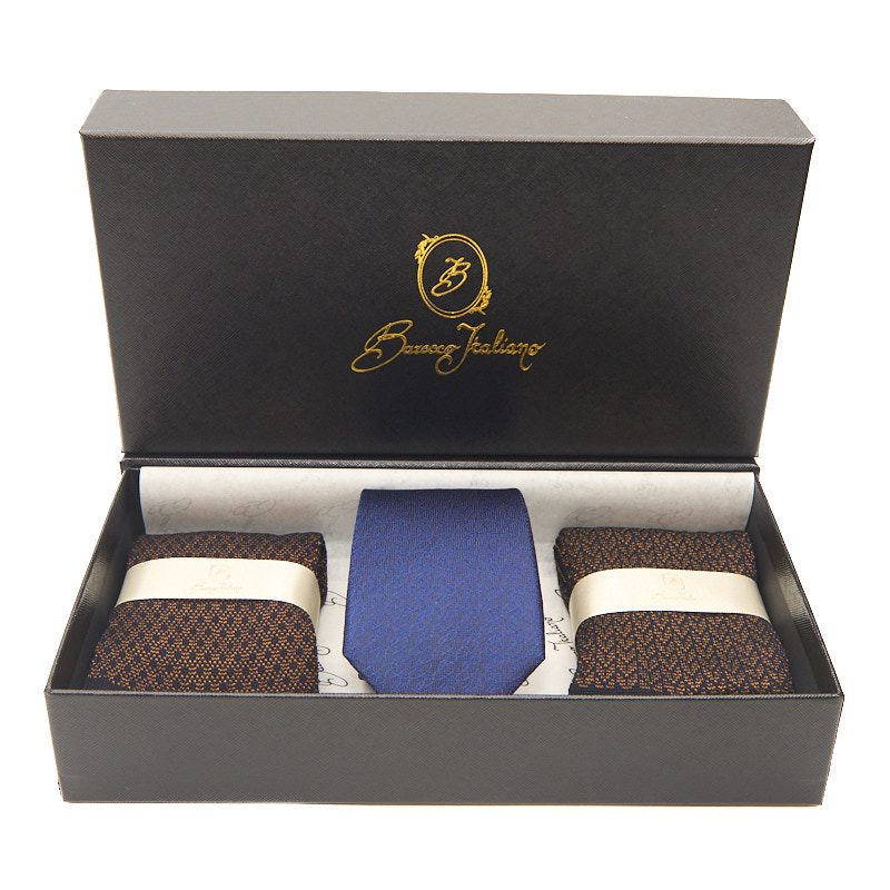 Box calza lunga cotone Filo di Scozia con polsino inglese e Cravatta in seta fatta a mano - MARRONE ROVERE