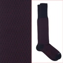 Calza lunga cotone Filo di Scozia con polsino inglese fondo blu Principe di Galles - ROSSO  BAROLO