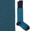 Calza lunga cotone Filo di Scozia con polsino inglese fondo blu Principe di Galles - CELESTE SORGENTE