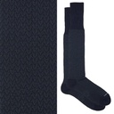 Calza lunga cotone Filo di Scozia con polsino inglese fondo blu Spigato - VERDE SCURO LARICE