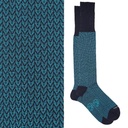 Calza lunga cotone Filo di Scozia con polsino inglese fondo blu Spigato - CELESTE SORGENTE