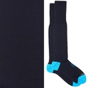Calza lunga cotone Filo di Scozia con polsino inglese fondo blu Tinta Unita - CELESTE SORGENTE