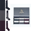 Box 6 paia miste calza lunga Filo di Scozia Spigato con polsino inglese - Verde scuro LARICE, Grigio CENERE, Rosso scuro BAROLO e Tinta Unita