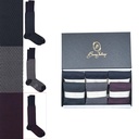 Box 6 paia miste calza lunga Filo di Scozia Principe di Galles con polsino inglese - Verde scuro LARICE, Grigio CENERE, Rosso scuro BAROLO e Tinta Unita