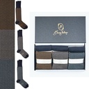 Box 6 paia miste calza lunga Filo di Scozia Principe di Galles con polsino inglese - Verde chiaro MENTA, Marrone ROVERE, Giallo DESERTO e Tinta Unita