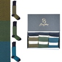 Box 6 paia miste calza lunga Filo di Scozia Principe di Galles con polsino inglese - Giallo SOLE, Verde PRATO, Celeste SORGENTE e Tinta Unita