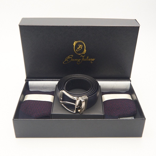 Box calza lunga cotone Filo di Scozia con polsino inglese e Cintura in morbida pelle - ROSSO BAROLO