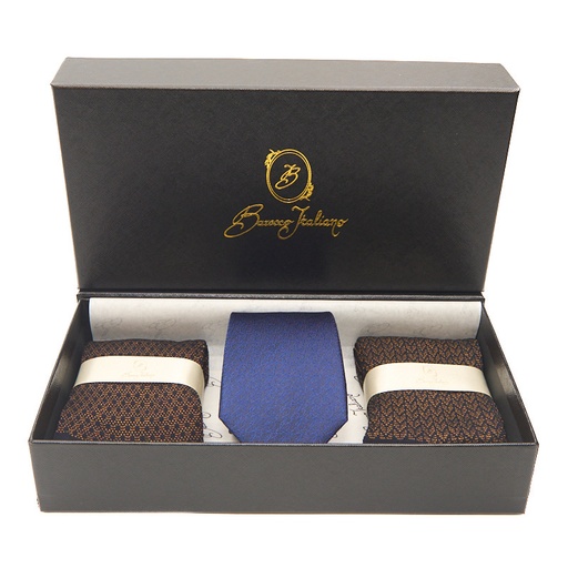 Box calza lunga cotone Filo di Scozia con polsino inglese e Cravatta in seta fatta a mano - MARRONE ROVERE