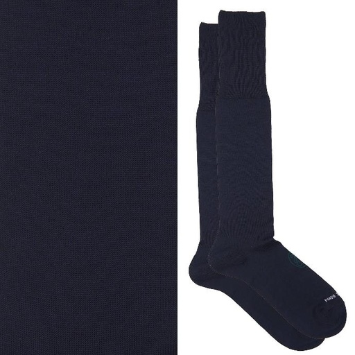 Calza lunga cotone Filo di Scozia con polsino inglese fondo blu Tinta Unita - VERDE SCURO LARICE