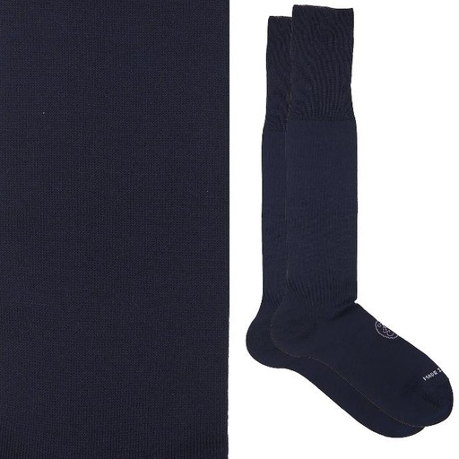 Calza lunga cotone Filo di Scozia con polsino inglese fondo blu Tinta Unita - GRIGIO CENERE